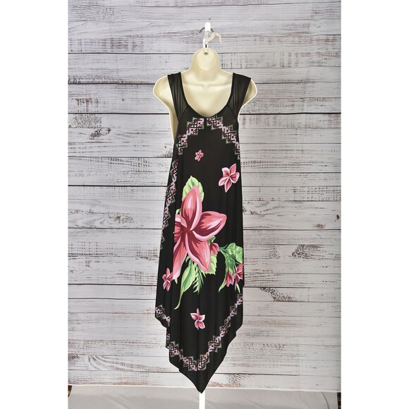 Hot Product A- Line Black Floral Knit Dress With Lace Detailing Size S/M - Picture 2 of 3
